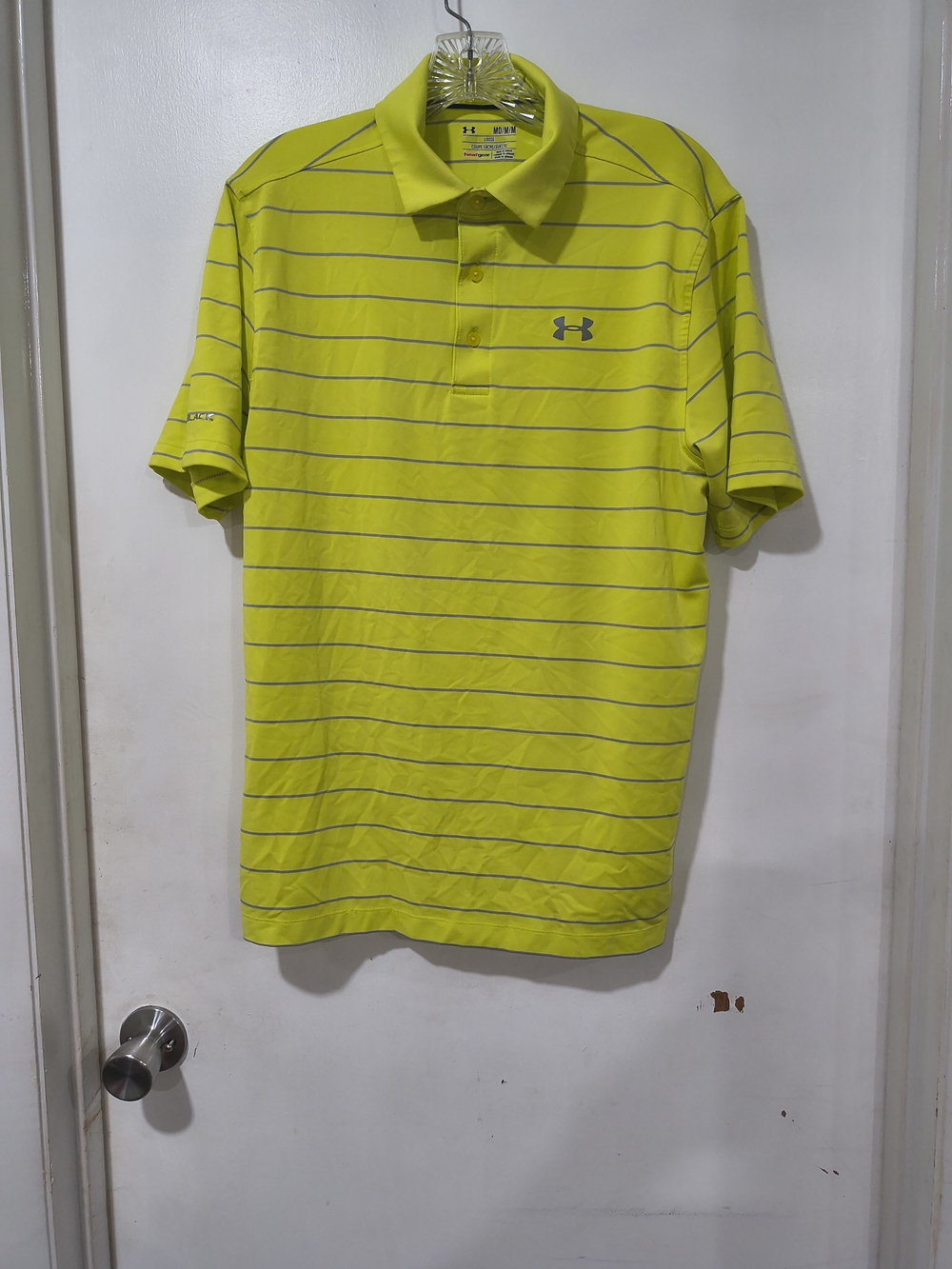 Under Armour Men's Neon Yellow Striped Polo M